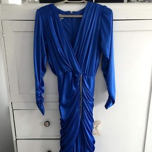 1980's Algo Boutique Blue Rouched RS Dress Size 7